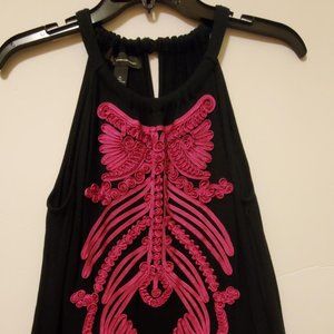 #408 INC Black & Pink Embroidered Tank Size M